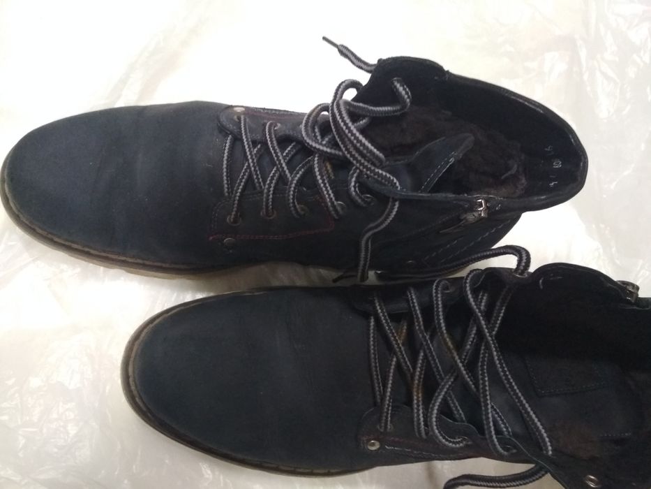 Зимние , кожа(нубук), натуральный мех, ботинки 44 разм