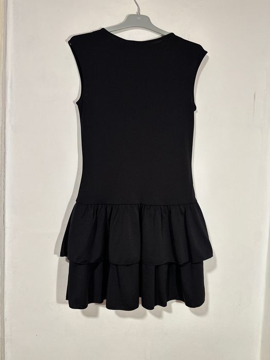 Rochie neagră, mulată, mini cu volane, H&M, S