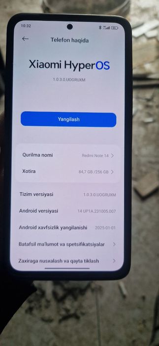 Redmi note 14 srochna sotiladi narxi arzonroq tel izganlar uchun