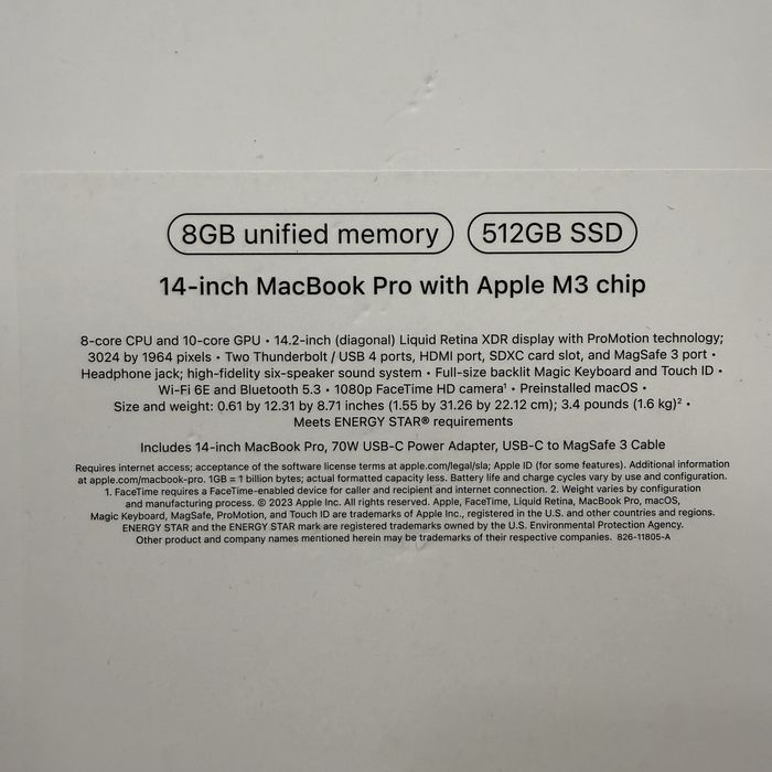 Macbook Pro 14" M3 8/512 Space Grey
