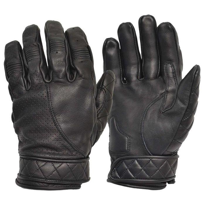 Кожени мотоциклетни ръкавици.  Goldtop Short Bobber Gloves - Black