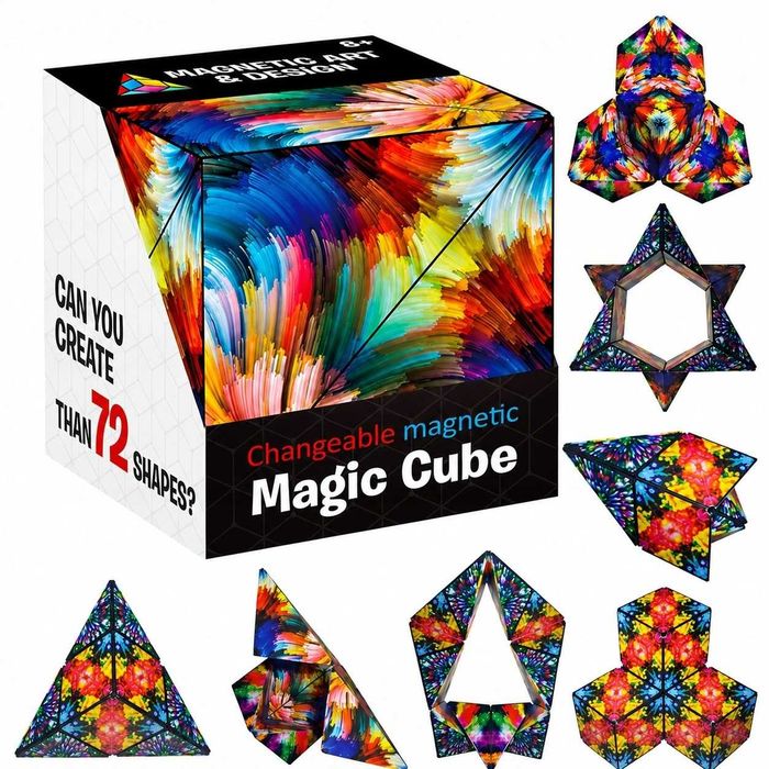 Cub magnetic antistres 3D multidimensional 72 forme geometrice 6x6cm