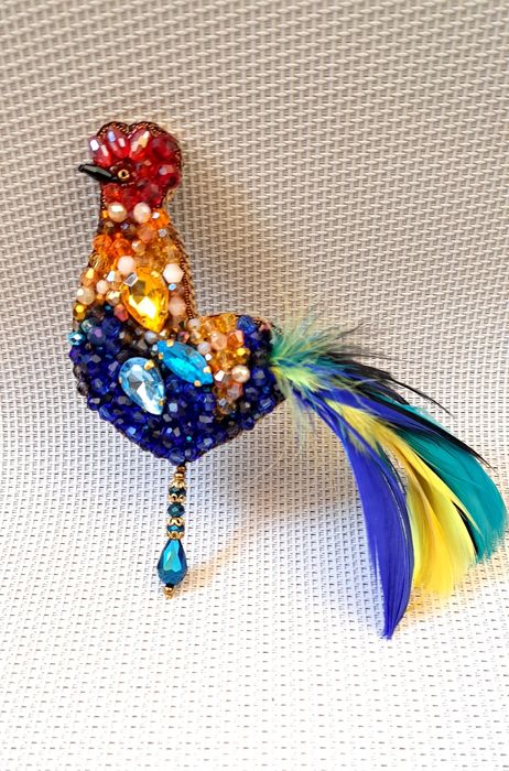 Брошка ръчна изработка Петел