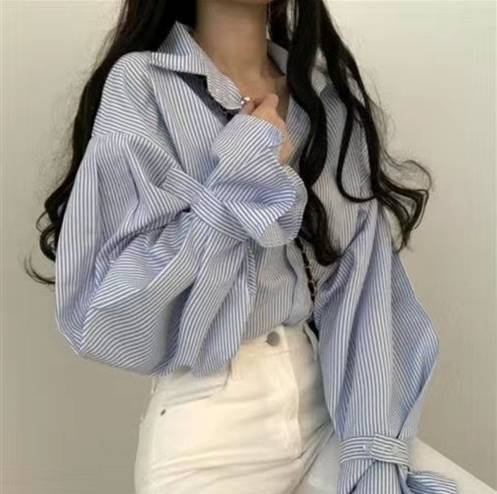 Рубашка голубая в полоску