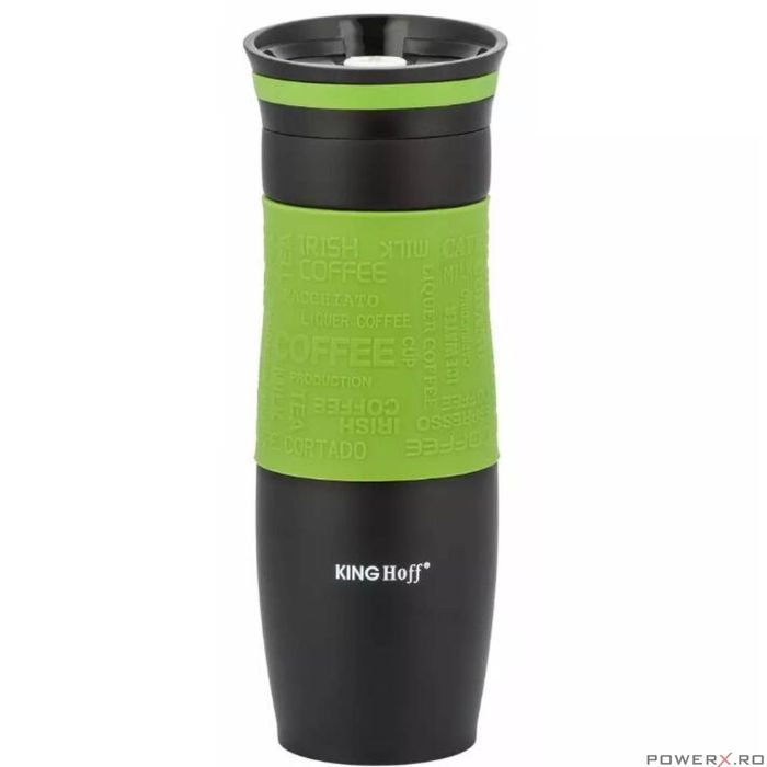 Cana termica din inox, verde, capacitate 500ml, Kinghoff