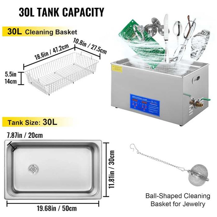 Ултразвукова дигитална почистваща вана  30 Литра / 40 kHz