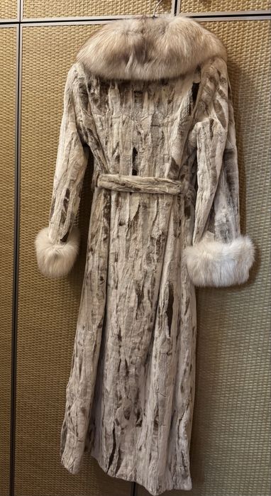 Дълго Палто естествен косъм - лисица и заек. Размер С