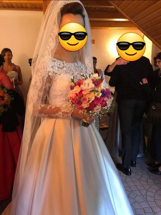 Rochie de mireasa 36-38 tafta si dantela