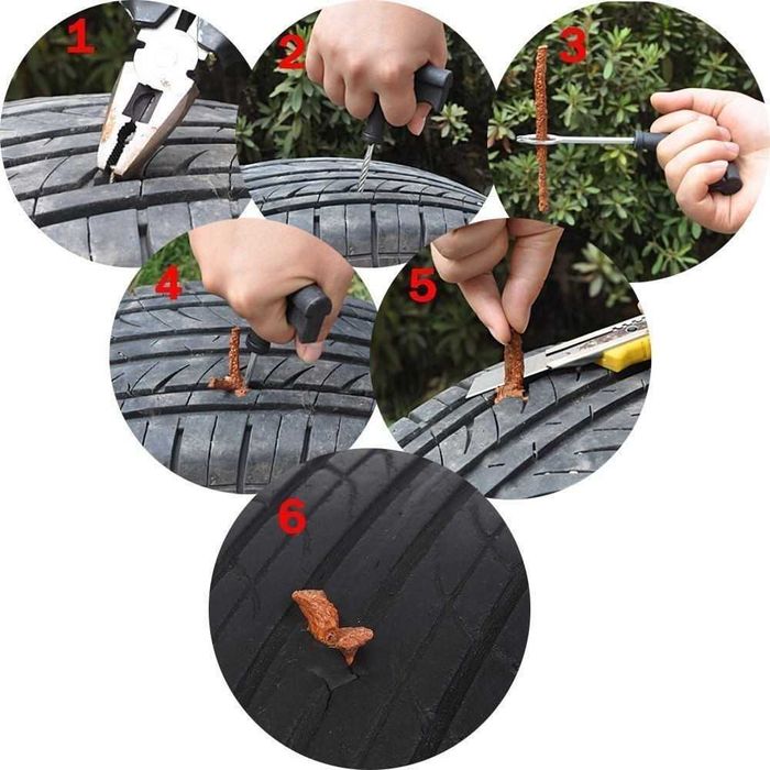 Авариен комплект инструменти за ремонт на спукани гуми