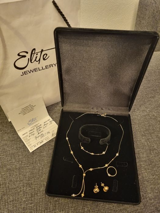 Бижута от жълто, бяло и розово злато - колие, гривна, обици, пръстен