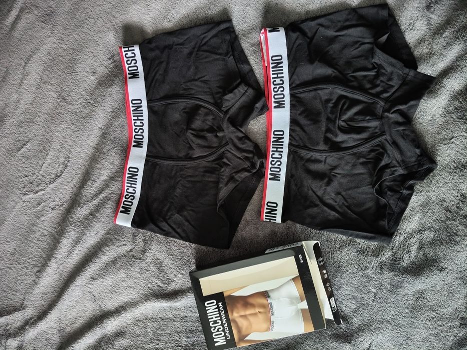 Moschino set 2 boxeri negri cu banda elastica Alba mărimea  S noi originali