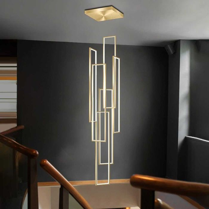 Модерна LED ЛЕД висяща лампа, геометрична полилей таванна стълби