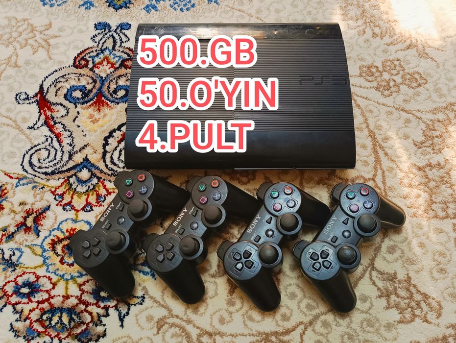 Ps3 super slim 500gn 50o'yin 4pult Sony PlayStation