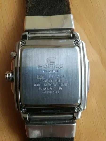 Ръчно изработена масивна каиша от кожа и сребро с Casio EF-324