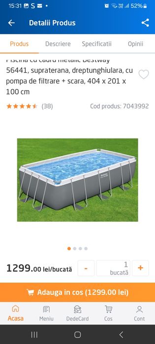 Piscina  cu cadru metalic