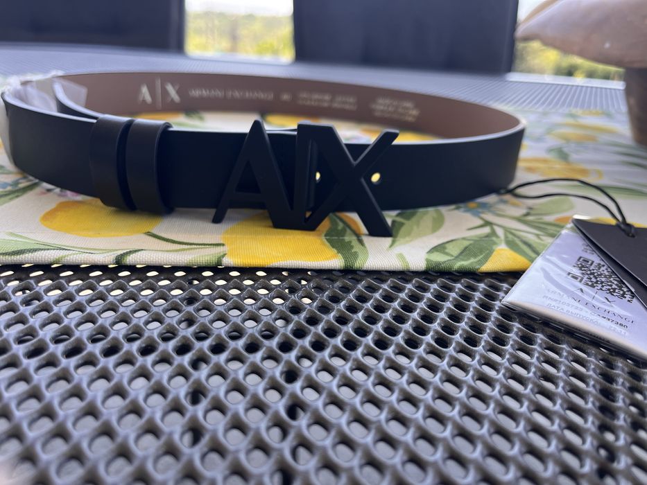 Черен кожен колан Armani Exchange