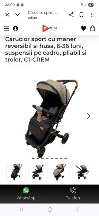 Vând cărucior 6-36 luni,pliabil si troler