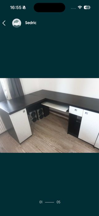 Birou blat masiv wenge cu alb