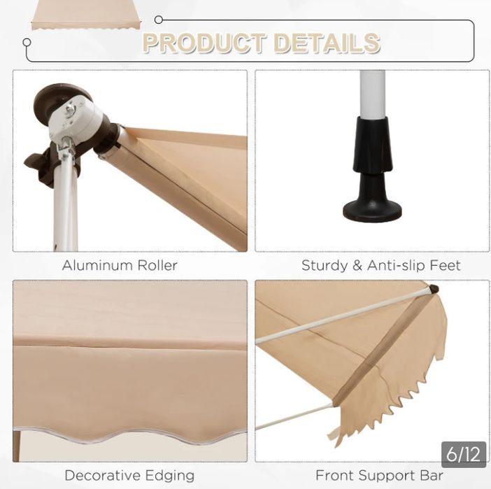 Регулируема външна тента 3 х 1.5 м