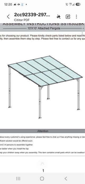 Pergola noua de aluminiu 3,05x3,05 m