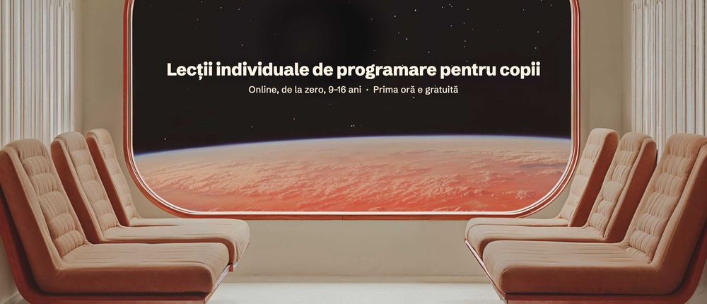 Lecții de programare și AI pentru copii 9-16 ani, online 1-la-1