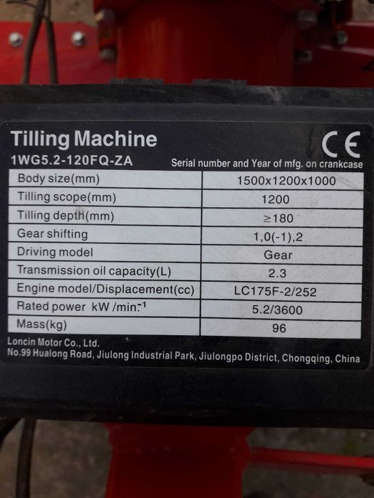 Motocultor Loncin 9CP