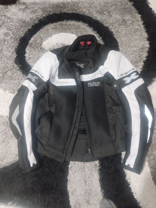 Costum moto piele,geacă textil vara, pantaloni dama vanucci.