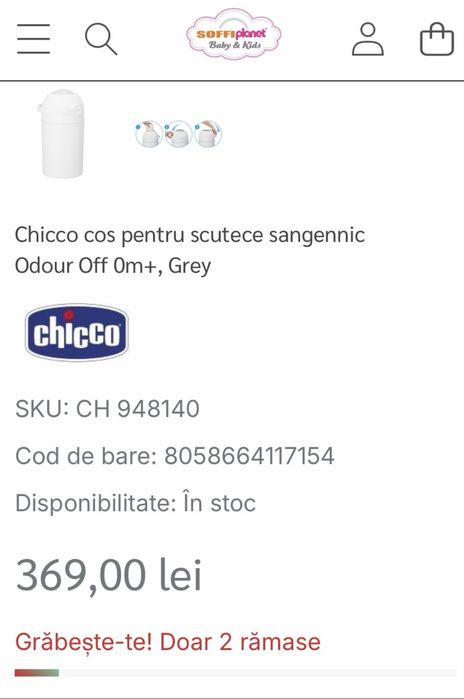 Chicco cos pentru scutece sangennic Odour Off 0m+