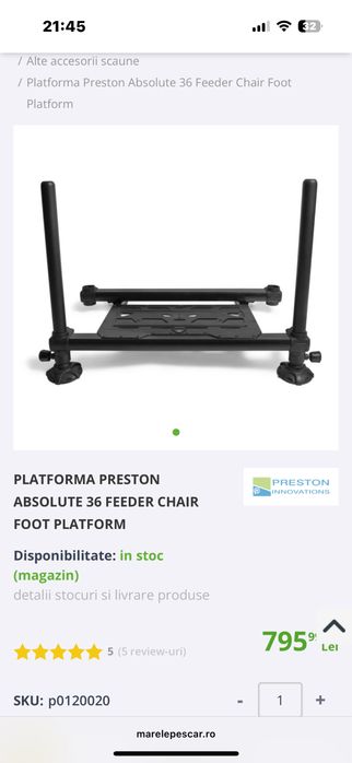 Vând Scaun Preston ABsolute Feeder Shair 36+accesorii