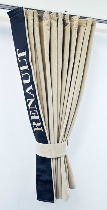 Бежови пердета за камиони RENAULT с кожена лента + кукички