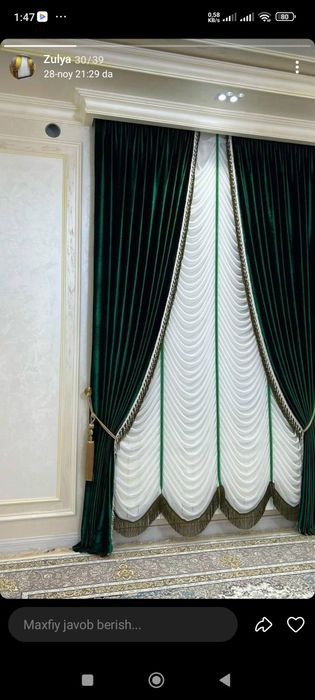 Parda tikamiz,peredelka qilamiz,yuvib dazmollab ilib beramiz.Arzonga