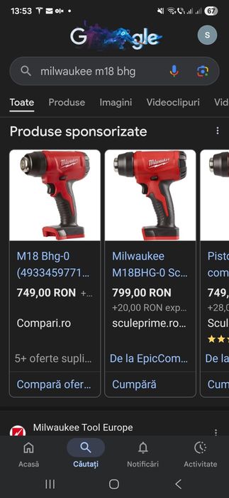 Pistol cu aer cald milwaukee M18 BHG