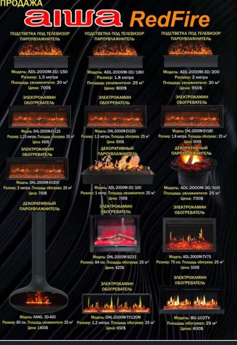 декоратив камин. Электрокамин Aiwa.Redfire.