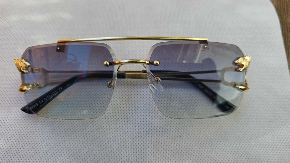 Ochelari de soare Cartier Rimless 8809 lentila albastra degrade