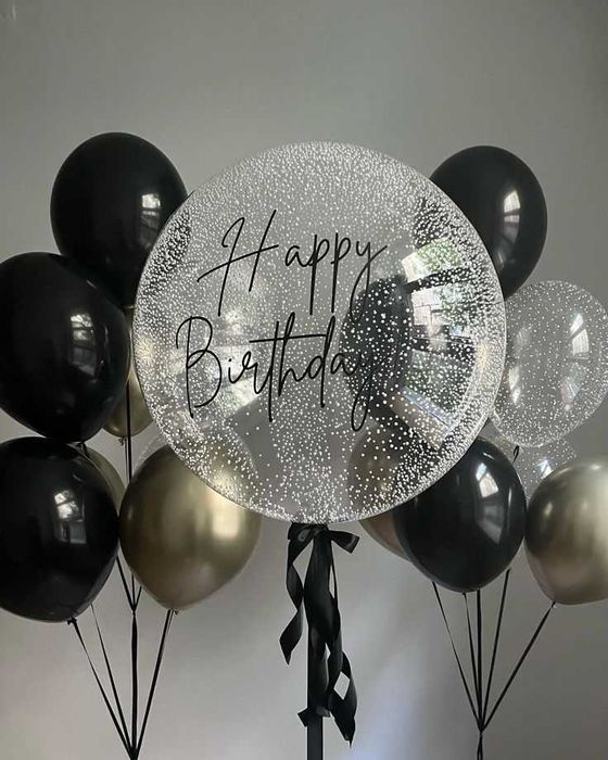 ПВЦ Прозрачни Балони с Хелий, Бабъл Балон с Печат, Панделки, Пера