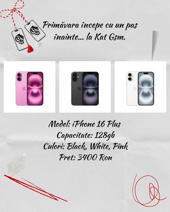 Oferta!! iPhone 16 Plus 128gb Black/Pink/White Neverlocked/Sigilat