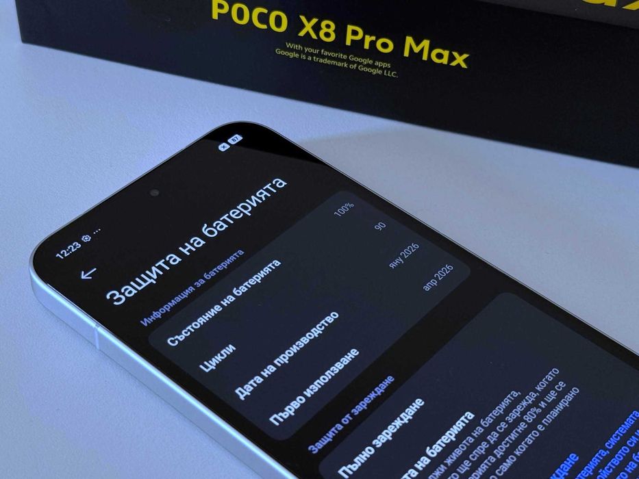 Бартер! 19м. Гаранция! Poco X8 Pro Max White (Бял) 8500mAh 100% Батерия. + 90W Адаптер.