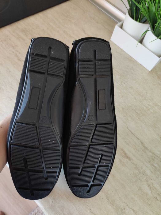 Мокасини велур тъмно сини почти черни