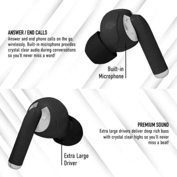 Безжични Bluetooth слушалки Gabba Goods TrueBuds Chrome батерия 12часа