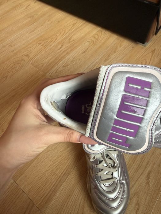 Кожени маратонки puma в сребрист цвят металически