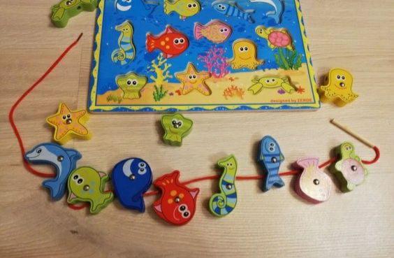 Деревянная рыбалка,деревянная детская развивающая игрушка.