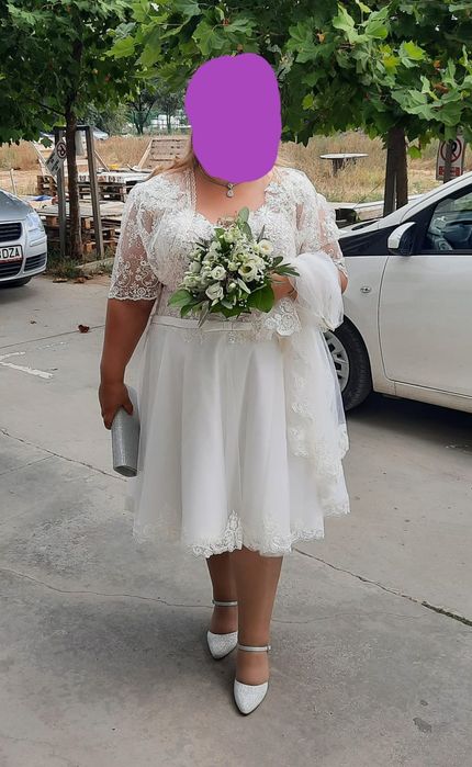 Vand rochie mireasa/cununie midi ivory + corset capucino