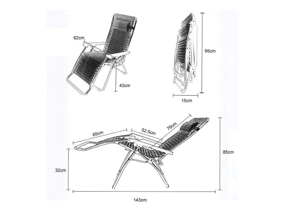 Градински сгъваем шезлонг с възглавница до 150 кг