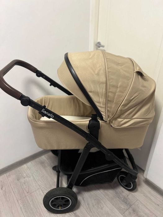 Cărucior Lionelo Bianka 3 în 1, bej + Scoică Astrid i-Size + Bază ISOFIX