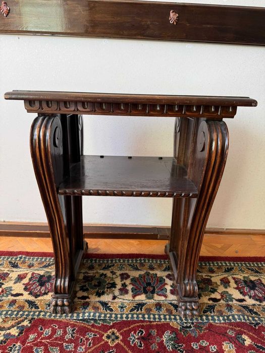 Masuta de cafea Vintage Stil Baroc Revival; Masuta din lemn cu blat 61x50 cm