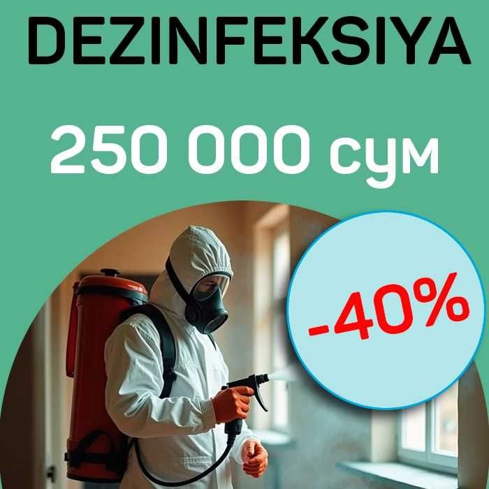 Dezinfeksiya kvartira ofis dom hovli klop klapa tarkan burga клоп блох