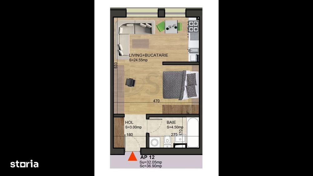 Studio mobilat - loc de parcare inclus - Aviatiei - Dimitrie Pompeiu