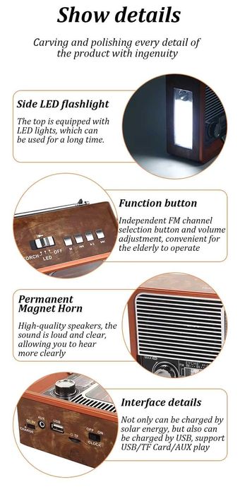 Ретро Радио с Bluetooth и соларен панел 2113