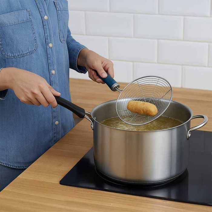 Решетъчна лъжица цедка от неръждаема стомана – за пържене и варене