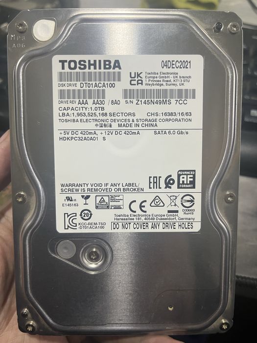 Toshiba Hard 1TB 100%